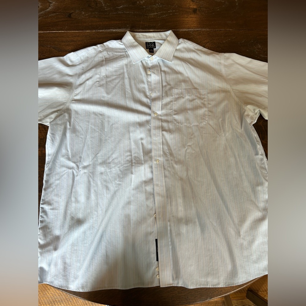Jos. A. Bank Men's Wrinkle-Free Light Blue Cotton French Cuff Striped DressShirt